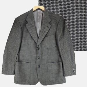 Vtg Nordstrom Blazer 40R Men Gray Nailhead Tweed Birdseye USA Wool‎ Preppy